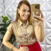 Camisa Cetim Gola Polo Manga Muscle Com Botoes De Massa Tatiane - Nude - Milla Chic