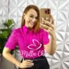 Camisa Renda De Guipper Com Botões De Strass Jamile - Pink - Milla Chic