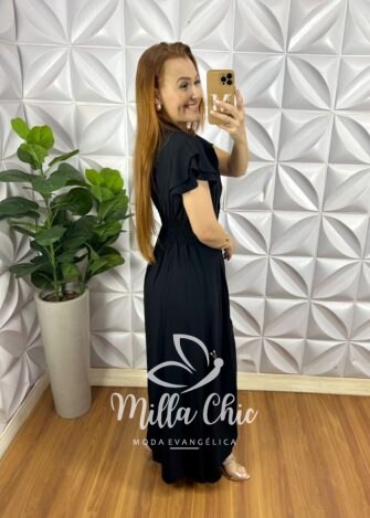 Milla Chic - millachic com br chemise alfaiataria amarrant manga babadinho gola polo longo com pregas paula preto 3 Chemise Alfaiataria Amarrant Manga Babadinho Gola Polo Longo Com Pregas Paula - Preto - Milla Chic