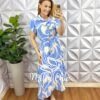 Conjunto Dunna Camisa e Saia Midi Com Lastex Na Cintura Eleonor - Azul - Milla Chic