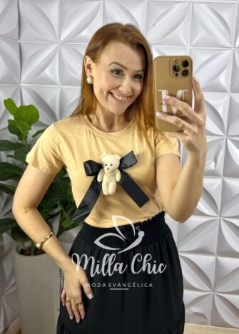 Saia Dunna Com Lastex Na Cintura Três Marias Amara - Preto - Milla Chic