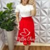 Saia Dunna Com Lastex Na Cintura Três Marias Amara - Vermelha - Milla Chic