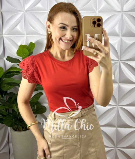 Saia Sarja Com Elastano Evase Mídi Com Recortes e Cinto Corine - Areia - Milla Chic