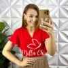 Saia Tule Longa Com Aplicação de Strass Toda Forrada Com Elástico Na Cintura Clara - Marrom - Milla Chic
