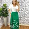 Saia Viscose Com Lastex Na Cintura Longa Três Marias Quitéria - Verde - Milla Chic