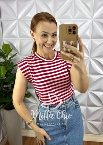 Milla Chic - millachic com br tshirt viscolycra manga muscle com preenchimento listrada maraisa vermelho 1 Tshirt Viscolycra Manga Muscle Com Preenchimento Listrada Maraisa - Vermelho - Milla Chic