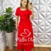 Vestido Dunna Com Bojo Faixa Cinto Longo Com Bolsos Laterais Evase Hadassa - Vermelho - Milla Chic