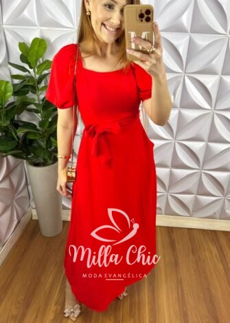 Milla Chic - millachic com br vestido dunna com bojo faixa cinto longo com bolsos laterais evase hadassa vermelho 5 Vestido Dunna Com Bojo Faixa Cinto Longo Com Bolsos Laterais Evase Hadassa - Vermelho - Milla Chic
