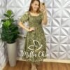Vestido Leise Bicolor Corpo De Lastex Mídi Três Marias Bruna - Verde (floral) - Milla Chic