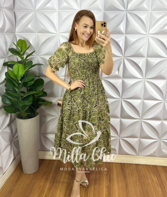 Vestido Leise Bicolor Corpo De Lastex Mídi Três Marias Bruna - Verde (floral) - Milla Chic