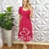 Vestido Lesie 100% Algodão Manga Princesa Lastex Nas Costas Weilita - Vermelho - Milla Chic