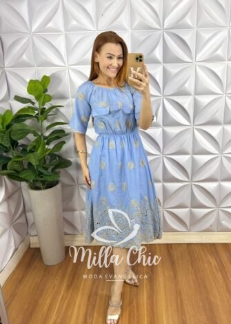 Milla Chic - millachic com br vestido lesie bordado com bolsos laterais no busto carine azul 5 Vestido Lesie Bordado Com Bolsos Laterais No Busto Carine - Azul - Milla Chic