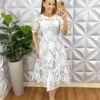 Vestido Richilieu Bordado Evase Mídi Com Babado Na Barra Maria Clara - Branco - Milla Chic