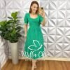 Vestido Lesie 100% Algodão Manga Princesa Lastex Nas Costas Weilita - Verde - Milla Chic