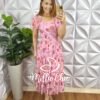 Vestido Tule Mídi Com Lastex Nas Costas Estampado Margarida - Rosa (folhagem) - Milla Chic