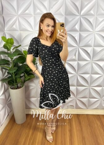 Vestido Viscolinho Com Drapeados No Busto Curto Evase Lastex Nas Costas Erika - Pink - Milla Chic