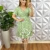 Vestido Viscose Manga Com Babadinho Lastex Nas Costas Curto Fabia - Verde - Milla Chic