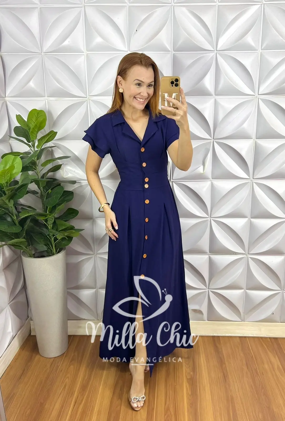 Vestido Chemise Amaris – Azul Escuro – Milla Chic Vestido Chemise Amaris - Azul Escuro - Milla Chic