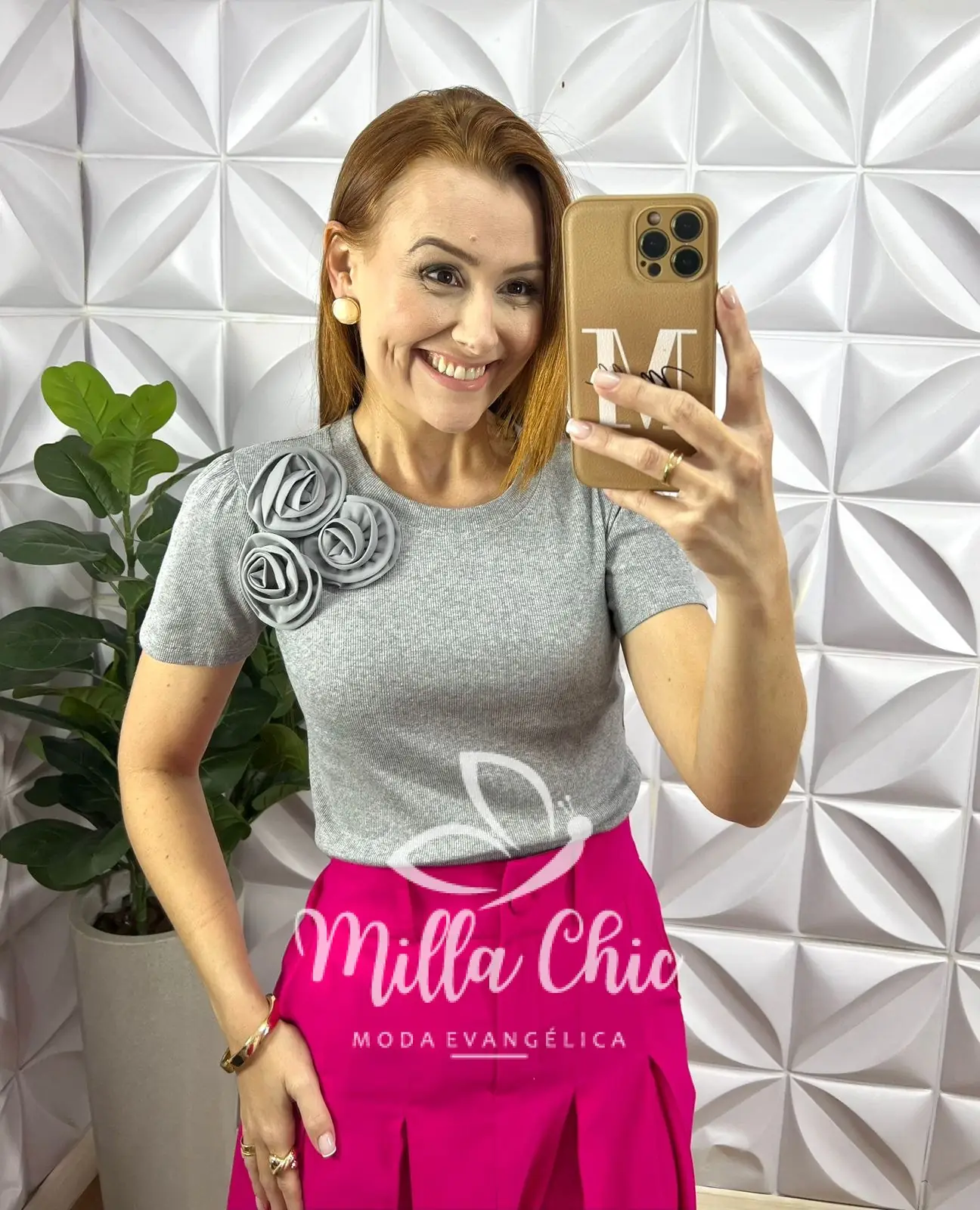Blusa Flor Canelado De Viscose – Cinza – Milla Chic Blusa Flor Canelado De Viscose - Cinza - Milla Chic