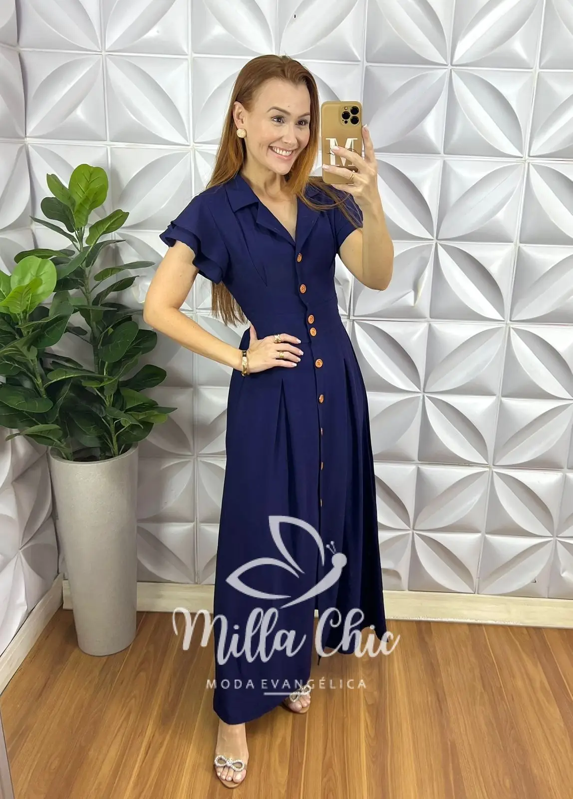 Vestido Chemise Amaris – Azul Escuro – Milla Chic Vestido Chemise Amaris - Azul Escuro - Milla Chic