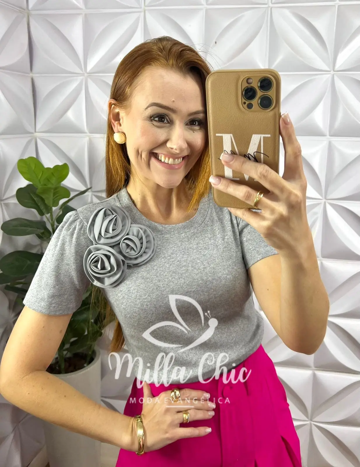 Blusa Flor Canelado De Viscose – Cinza – Milla Chic Blusa Flor Canelado De Viscose - Cinza - Milla Chic