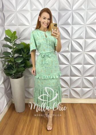 Vestido Copacabana Viscose Com Foil - Milla Chic