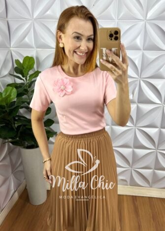 Milla Chic - millachic com br blusa camelia com flor malha algodao 1 Blusa Camélia Com Flor Malha Algodão - Milla Chic