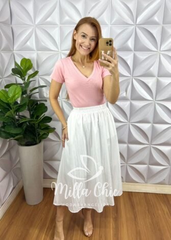 Blusa Canelada Básica Chic Rosa - Milla Chic