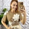 Milla Chic - millachic com br blusa com aplicacao croche 2 Blusa Com Aplicação Crochê Marrom - Milla Chic