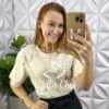 Blusa Com Aplicação Crochê Areia - Milla Chic