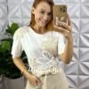 Blusa Com Aplicação Crochê Branca - Milla Chic