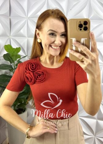 Milla Chic - millachic com br blusa flor canelado de viscose 2 Blusa Flor Canelado De Viscose - Milla Chic
