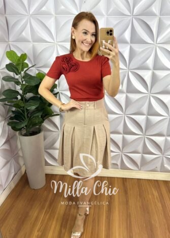 Milla Chic - millachic com br blusa flor canelado de viscose Blusa Flor Canelado De Viscose - Milla Chic