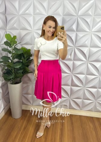 Milla Chic - millachic com br blusa flor canelado de viscose branco Blusa Flor Canelado De Viscose - Branco - Milla Chic