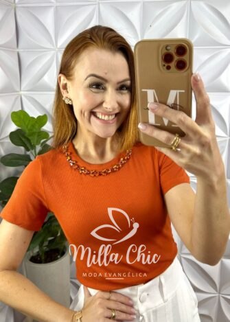 Blusa Milla Com Pedrarias Canelada De Viscose - Preto - Milla Chic