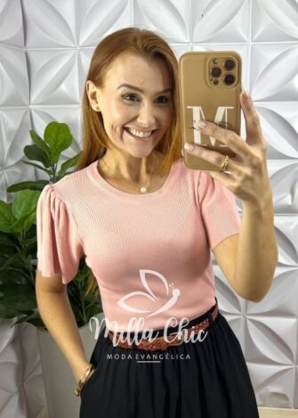 Blusa Tarsila Em Tricot Modal - Rosa - Milla Chic