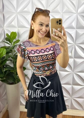 Conjunto De Maiô E Short Saia Poliamida - Milla Chic