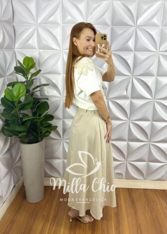 Saia Em Linho Monalisa - Milla Chic