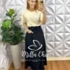 Saia Em Linho Monalisa Preta - Milla Chic