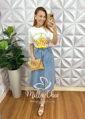 Saia Jeans Iara - Milla Chic