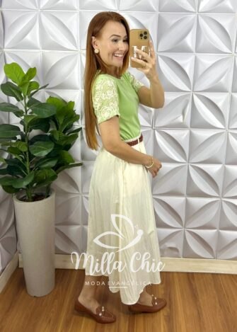 Saia Naila Em Suedi - Caramelo - Milla Chic