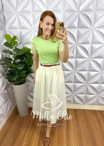 Saia Naila Em Suedi - Caramelo - Milla Chic