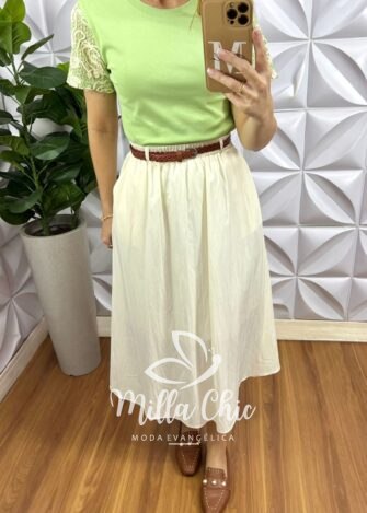 Saia Naila Em Suedi - Caramelo - Milla Chic