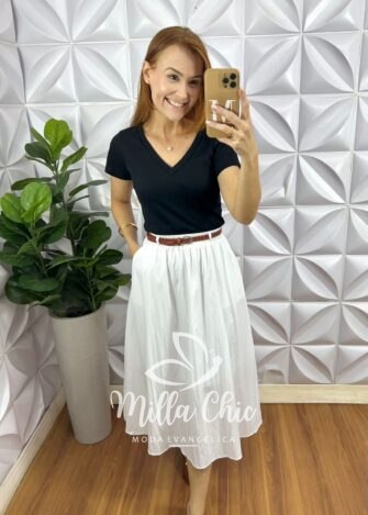 Saia Madrid Branca - Milla Chic