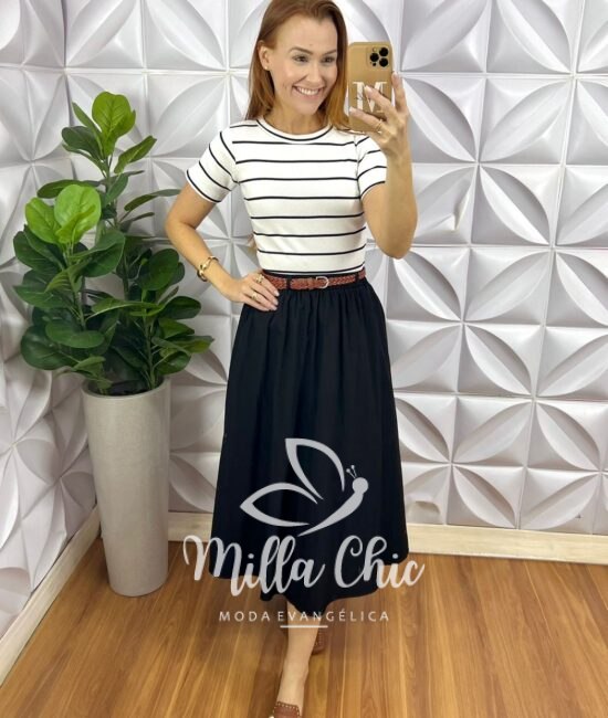 Saia Madrid Preta - Milla Chic