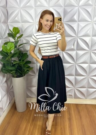 Saia Madrid Preta - Milla Chic