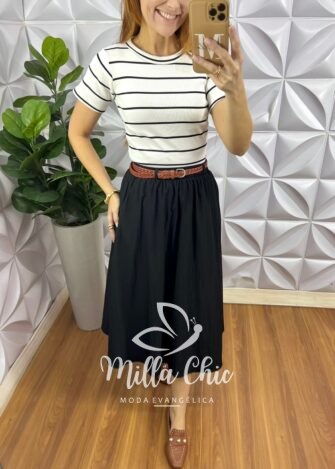 Saia Madrid Preta - Milla Chic