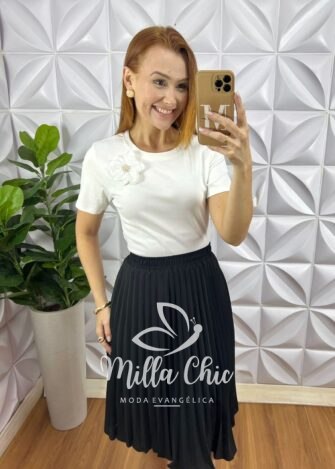 Milla Chic - millachic com br saia plissada lady crepinho preta 2 Saia Plissada Lady Crepinho - Preta - Milla Chic