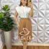 Saia Plissada Lady Crepinho - Marrom - Milla Chic