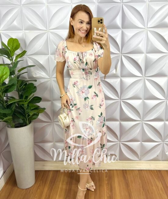 Vestido Ammalis Tule - Nude Estampado - Milla Chic